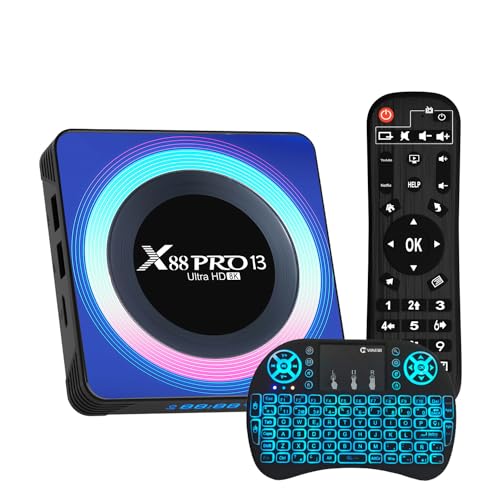 Android 13.0 TV Box, X88 PRO 13 Android Box Mit 4GB RAM 128GB ROM RK3528 Quad-Core Unterstützung Wifi6 2,4 Ghz / 5,0 GHz 4K HD BT 5.0 H.265 Smart TV Box Mit Drahtloser Minitaste,2gb+16gb