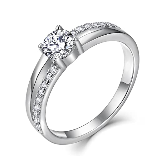 YL Verlobungsring Damen,Ring Silber 925 Damen Zirkonia Ringe Silberringe Eheringe Antragsring für Frauen