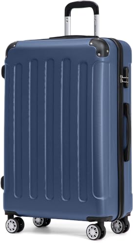 BEIBYE Hartschalenkoffer XL 76 cm – großer Reisekoffer für Familienreisen, leicht, robust, ABS, 360° Doppelrollen, Zahlenschloss, Dunkelblau