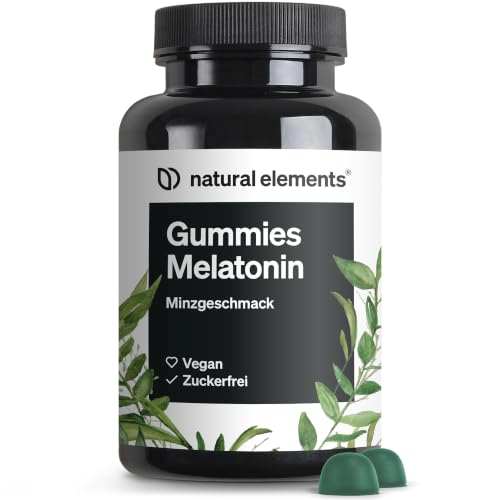 natural elements Melatonin Gummies – 0,5mg Melatonin Schlafhormon – 90 Gummies mit Vitamin B6 & Minzgeschmack – vegan – laborgeprüft