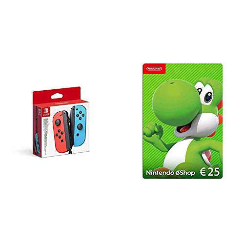 Nintendo Joy-Con 2er-Set Neon-Rot/Neon-Blau & Nintendo eShop Card | 25 EUR Guthaben | Download Code