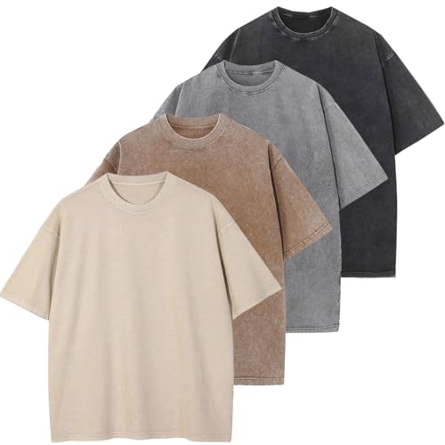 Oversized T-Shirt für Herren Heavy Baumwolle Regular Fit Basic Männer T-Shirt Set Casual Sommer Tops