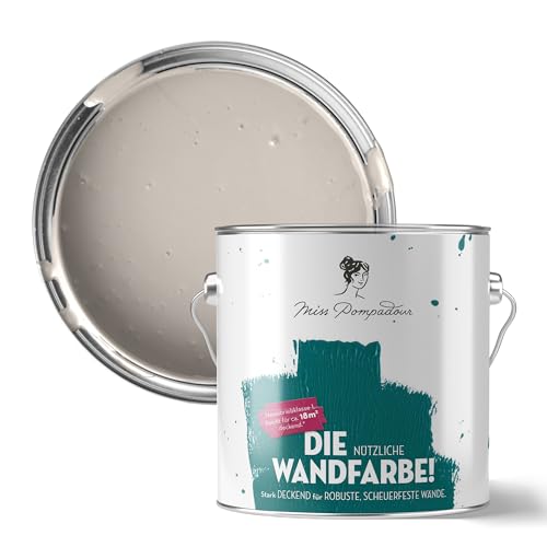 MissPompadour abwaschbare Wandfarbe Grau mit Leinen 2,5 L, matt