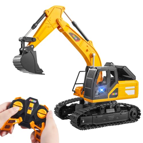 JOYIN Ferngesteuertes Bagger Spielzeug für ab 3 4 5 6 7 8 9 Jahren Junge, 2,4 GHz Bagger RC Spielzeugautos mit Licht und Sound, Geburtstags Geschenk