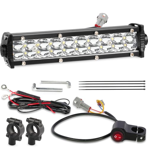 LIGBT Motorrad LED Scheinwerfer 60W 2500LM Dirt Pit Bike Lichtleiste mit EIN/Aus-Schalter für 22mm Lenker, Plug and Play Scheinwerfer Kit für CRF110 KLX110 KLX140 YZ250F CRF230F CRF250F TTR110