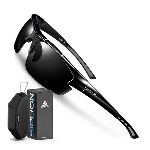 SIPLION Herren Sonnenbrille UV400 Schutz Polarisiert Superleichtes Rahmen 502 BLACK CAT 3 CE