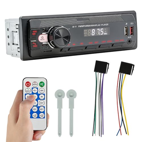 Autoradio Bluetooth 5.0, Auto Radio Bluetooth Radio, Autoradio mit Freisprecheinrichtung, FM/7 Farben, 1Din mit 2 USB/AUX/MP3 Player, Unterstützung für iOS/Android