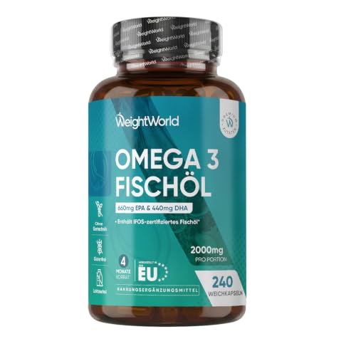 WeightWorld Omega 3 Weichkapseln - 2000mg Fischöl - 660mg EPA & 440mg DHA