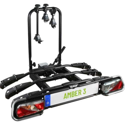 EUFAB 11555 Fahrradträger AMBER 3, E-Bike geeignet, teilweise vormontiert, Diebstahlschutz, für 3 Fahrräder, für Anhängerkupplung