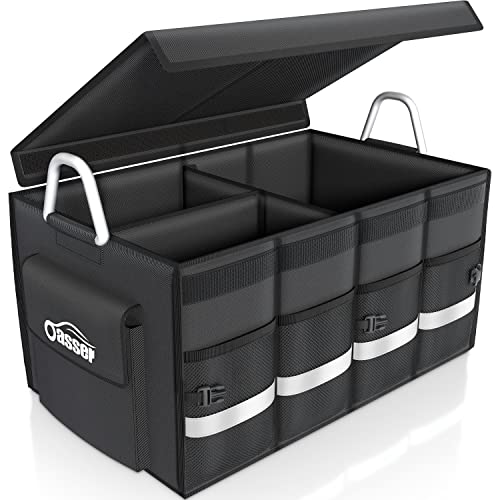 Oasser Kofferraumtasche Kofferraum Organizer mit Deckel Auto Organizer Autotasche Box Praktisch Wasserdicht Rutschfest Faltbar mit Aluminium Griffe Reflexstreifen