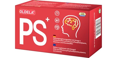 OLDELA PS|Gedächtnis + Konzentration|FOKUS|DHA|Phosphatidylserin|in Deutschland produziert|phosphatidylserine|omega 3|Vitamin B1 B6 GLA Magnesium Zink&Mangan|120 Kapseln