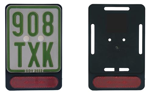 1x Kennzeichenhalter Kennzeichenträger Schwarz Mit Reflektor Rot für Versicherungskennzeichen 135 x 110 mm (für Mofa - Roller - S-Pedelec - E-Bike - Moped - L-Krad - Leichkraftrad) (Mit Reflektor)
