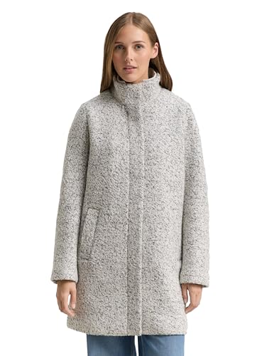 TOM TAILOR Denim Damen Bouclé Wollmantel mit Stehkragen