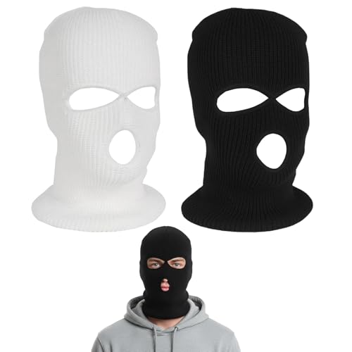 ZVBRSKM 2er Pack Sturmmaske, Schwarz und Weiß, Skimaske, Ski Maske, Sturmhaube, Balaclava, Winter Accessoire, Warme Sturmmaske, Bequem Und Atmungsaktiv