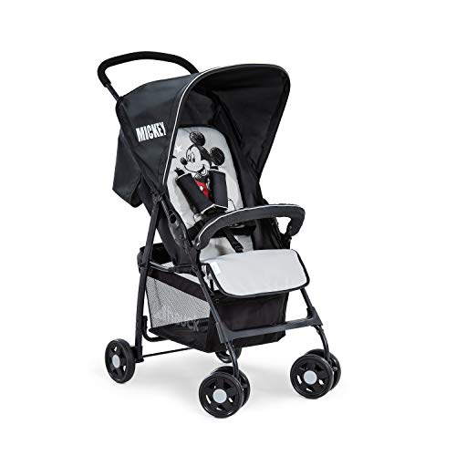 hauck Buggy Sport, Disney Mickey Stars Schwarz - Federleichter Reisebuggy 5,9 kg - mit Liegefunktion für Kinder ab Geburt bis 15 kg - Klein Zusammenklappbar, Großer Einkaufskorb bis 3 kg