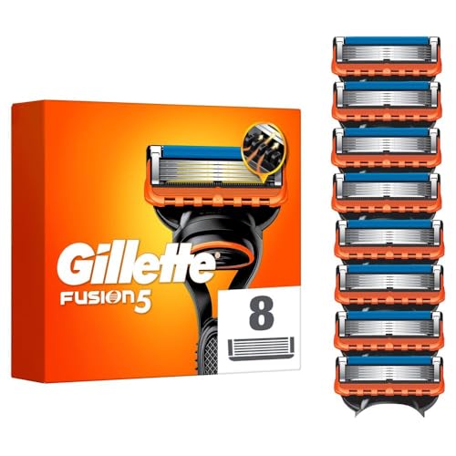 Gillette Fusion5, 8 Original Ersatzklingen, Rasierklingen für Herren mit größerem Gleitstreifen für ein sanftes Gleiten und 5 Klingen für eine unglaublich gründliche und komfortable Rasur