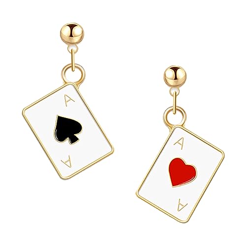 Poker Ohrringe Vergoldet Spielkarten Muster Ohrringe Mode Ohrhänger Schmuck Geschenk für Mädchen Hochzeit Geburtstag Weihnachten Muttertag