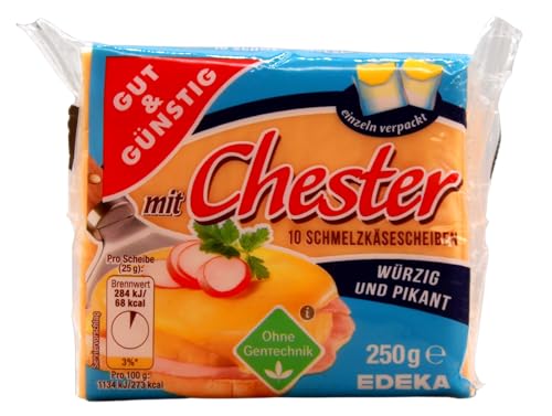 Gut & Günstig Schmelzkäsescheiben mit Chester, 8er Pack (8 x 250g)