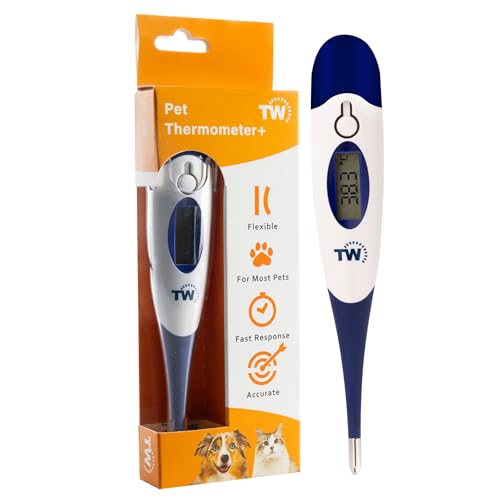 Digitales Haustierthermometer für Tierbesitzer von Hunden, Katzen, Pferd, Tierärzten, flexible Temperatursonde, inkl. Tierarzt-Diagramm