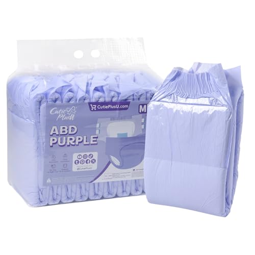 CutiePlusU Windeln für Erwachsene 10 Stück Einweg-Inkontinenz-Slips mit Schlaufen für Damen und Herren, Maximale Saugfähigkeit über Nacht – Violett (Mittel 28