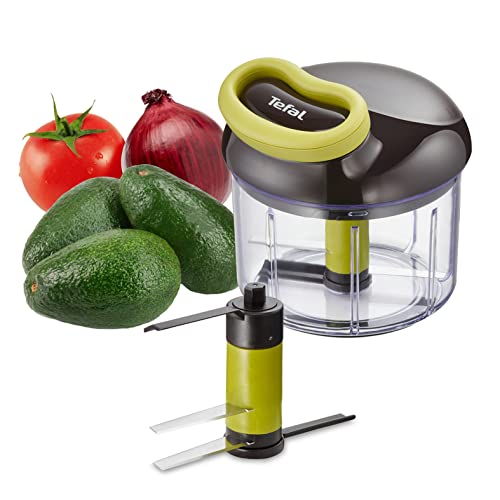 Tefal K13204 Ingenio 5-Sekunden-Zerkleinerer ohne Strom, Fassungsvermögen: 900ml, Multizerkleinerer, Universalzerkleinerer für Gemüse, Obst, Nüsse, Knoblauch, Babynahrung, Schwarz/Grün/Transparent