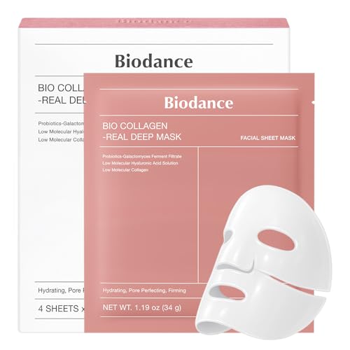 BIODANCE Bio-Collagen Real Deep Mask, Hydrogel-Maske, Porenminimierung, Elastizitätsverbesserung, Koreanische Hautpflege | 34 g x 4 St.