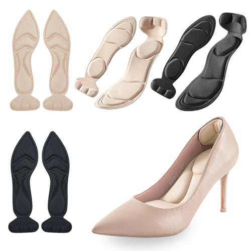 SZZETK 8 Stück（4 Paar）Einlagen Schuhe Damen, Schuheinlagen für High Heels, Einlegesohlen Damen High Heels Selbstklebende, Rutschfeste und Selbstklebende Einlegesohlen mit Fersenschutz