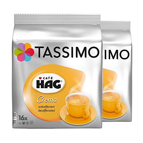 Tassimo Café HAG Crema Entkoffeiniert, Kaffeekapsel, 2er Pack, 2 x 16 T-Discs