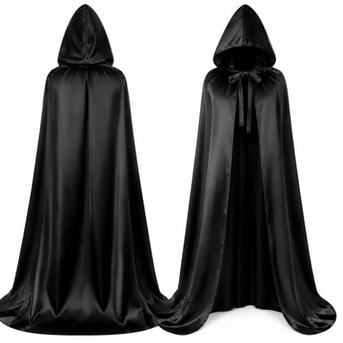 Costumed Vampir Kostüm - Umhang schwarz mit Kapuze - Verkleidung für Halloween & Fasching & Karneval - Kinder & Erwachsene