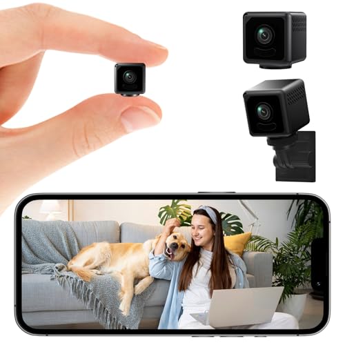 Mini Kamera, 4K HD Überwachungskamera Innen, WLAN Überwachungskamera Innen Für Live Übertragung Handy APP, WiFi Camera Nachtsichtkamera mit Bewegungsmelder/Lange Batterielaufzeit/Cloud-Speicherplatz
