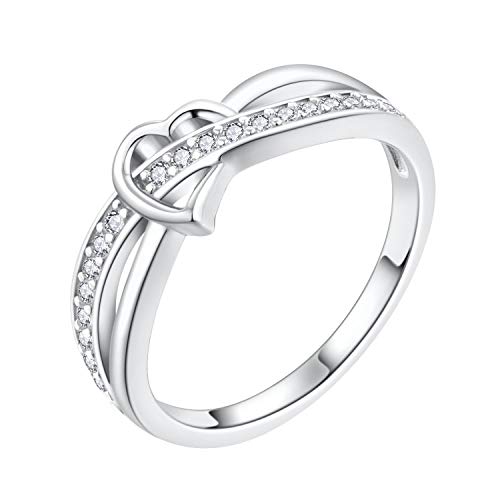 Starchenie Herzring 925 Sterling Silber Zirkonia Verlobungsring für Damen(Größe62)