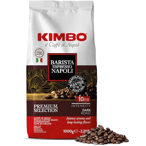 Kimbo Espresso Napoletano ganze Kaffeebohnen, dunkle Röstung, 1kg Beutel