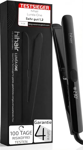 hihair Glätteisen – Testsieger 2025* – 4 Jahre Garantie – 100 Tage risikofrei testen – Mit LCD-Display – Schnell aufheizend in nur 20 Sek. – Für seidig glattes Haar mit mehr Glanz