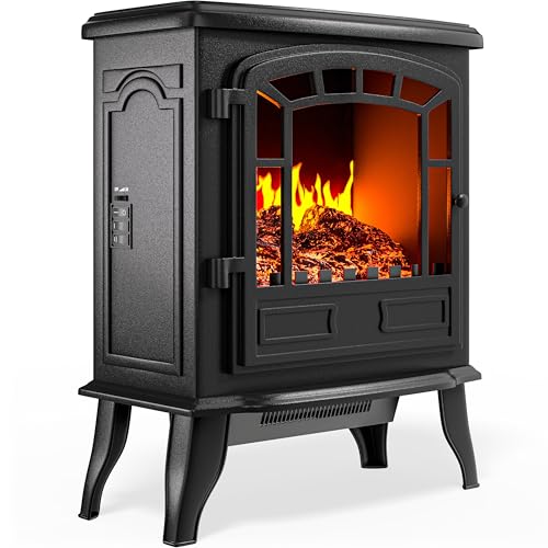 MONZANA® Elektrokamin mit LED Flammeneffekt Heizlüfter 2000W 2 Heizstufen Kamin Ofen Heizung Wohnzimmer 39x24x57cm Schwarz