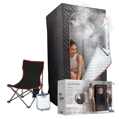 SHARPER IMAGE - Tragbare Sauna - Wellness - Dampfbad - Klappstuhl inklusive - Wärmetherapie - Revitalisiert die Haut - Regeneration - Stressabbau - Wellness - Entspannung