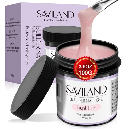 Saviland Hellrosa Aufbaugel :100g/3.53 oz Hartgel für Nägel Große Kapazität
