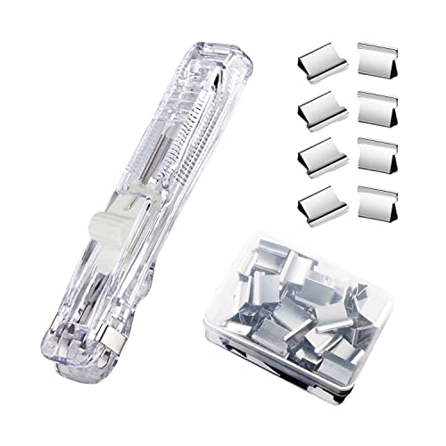 DSBGKJI Mini-Heftklammer, Büroklammer-Spender mit 50 Stück, Edelstahl, wiederverwendbare Heftklammern, 40 Blatt Kapazität, tragbarer Clip-Tacker für Büro, Schreibtisch, Zubehör, Heimschule