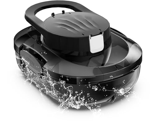 S1PRO 2026 Upgrade Poolroboter Akku, 120 Min Reinigungszeit, Leichter Poolsauger mit Dual-Antriebsmotoren, 2,5 Stunden Ladezeit, Auto Parken Poolreiniger für Flache Böden Pools bis 95 m², Schwarz Weiß