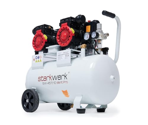 Starkwerk Flüsterkompressor Druckluftkompressor Kompressor 230 Volt 10 Bar 2,2 KW 50 Liter SW 457/10 Compressor inklusive Druckminderer und Wasserabscheider