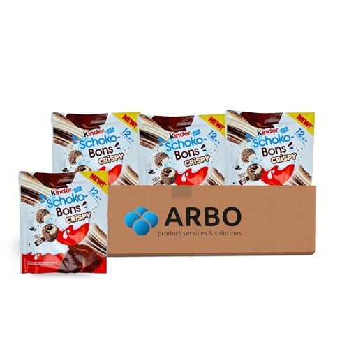 Kinder Schoko Bons Crispy 3er Pack à 67g – Extra knusprige Schoko-Bons mit Milch- & Kakaocreme, Waffelhülle und crunchy Biss – Vorrat für Schoko-Fans & viralen Süßigkeiten-Trend