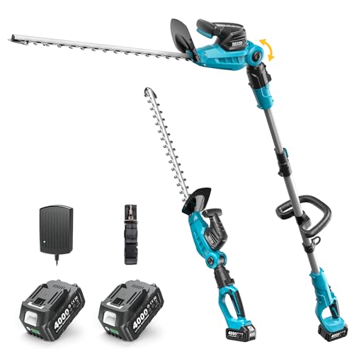 SEESII 20V Teleskop Heckenschere Akku, 2-in-1 Design, 53 cm Doppelmesser