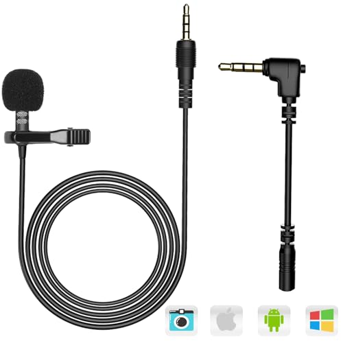AGPTEK Lavalier Mikrofon für Handy und PC, 2M Mini Mikrofon Klinke 3,5mm