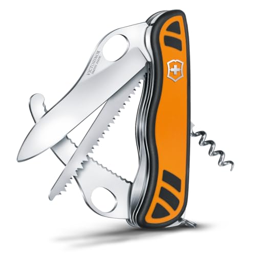 Victorinox Schweizer Taschenmesser Hunter XT Grip, Jagdmesser Klappmesser, 6 Funktionen Inkl. Holzsäge, Einhand-Feststellklinge, Orange/Schwarz