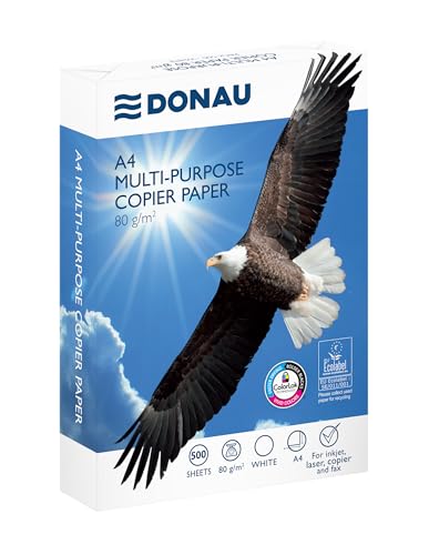 DONAU Kopierpapier Druckerpapier/DIN A4, 80g/m²/ 1 x 500 Blatt/Qualitätsklasse - C/Universalpapier/für Zuhause Büro und das Homeoffice/Umweltfreundlich