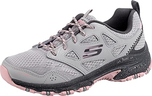 Skechers Damen Hillcrest Pure Escapade Trainers, Gray Leather / Mesh / Pink Trim, 39 EU
