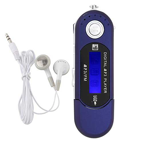 Digitaler MP3-Player LCD-Bildschirm Mini-USB 2.0-MP3-Player Tragbarer Kopfhörer mit UKW-Radio für automatische Abschaltung der Musik(Blau)