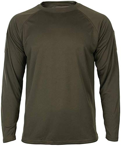 Mil-Tec Tactical Quick Dry Langarmshirt Herren • Langarm T-Shirt mit Raglanärmeln & Daumenschlaufen • Atmungsaktiv & schnelltrocknendes Sport- und Funktionsshirt • Longshirt in Oliv, L