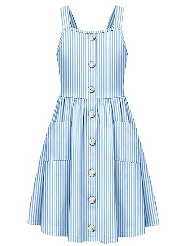 Arshiner Mädchen Trägerkleid Ärmelloses Sommer 11-12 Jahre Streifen