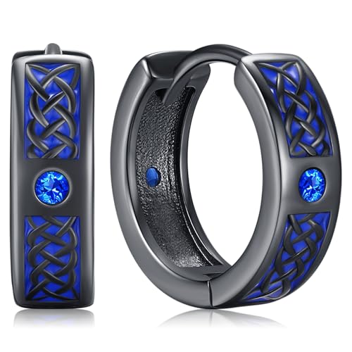 Ohrringe Herren Creolen Wikinger Männer Schwarz Blau Keltisch Viking Earrings Ohrschmuck Nordische Kreolen Hypoallergen Schmuck für Damen Gothic Ohrringe