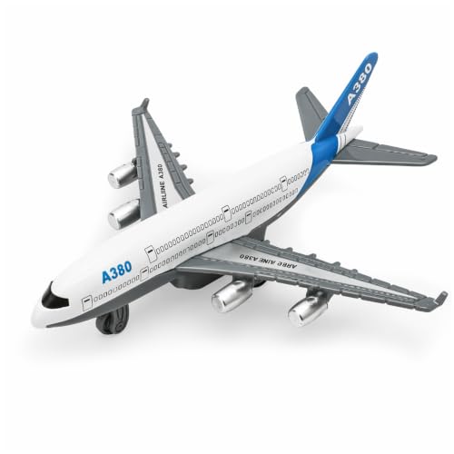 Xriyuwx 1 Stück Airbus Mini Metall Flugzeug Modell mit Rückziehfunktion, 14 cm langes weißes Flugzeugspielzeug, dekoratives Modellflugzeug als Flughafen Spielzeug und Geschenk